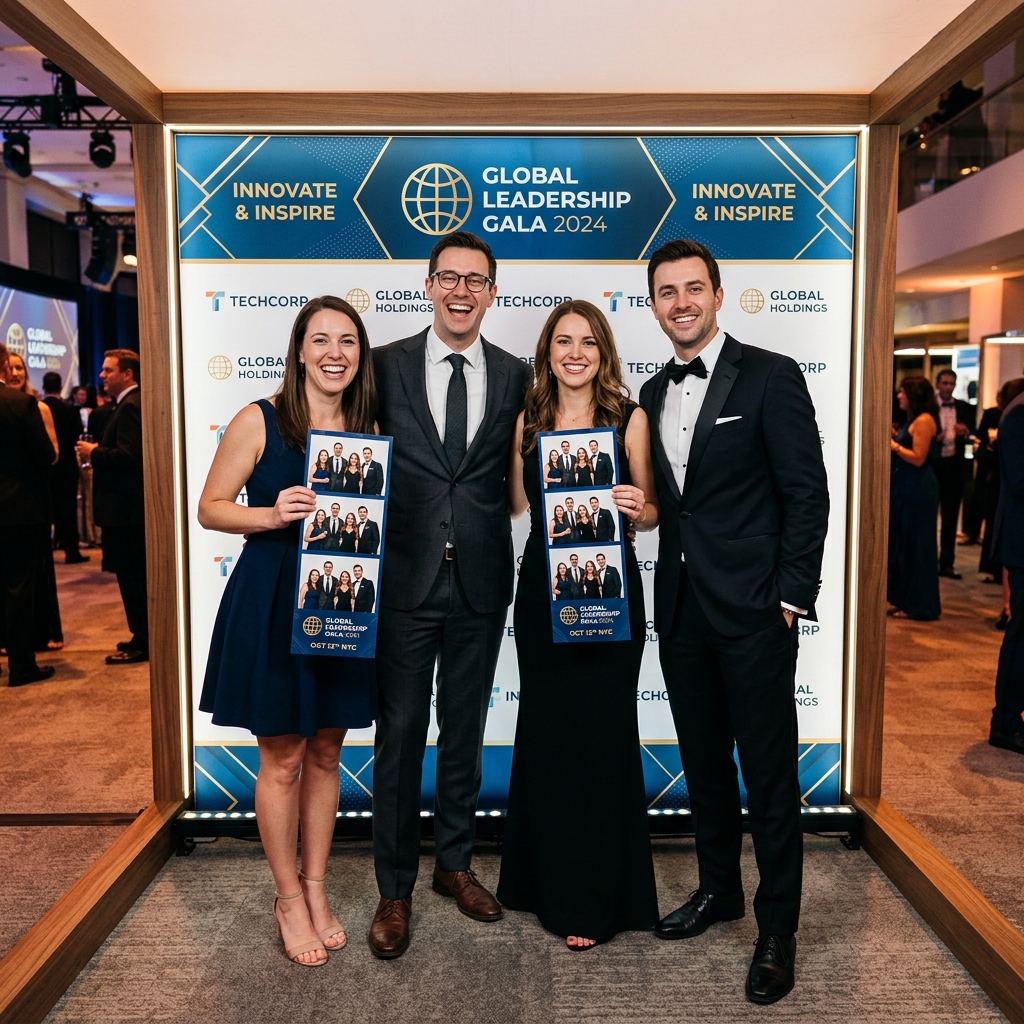 Corporate event with professional photo booth setup