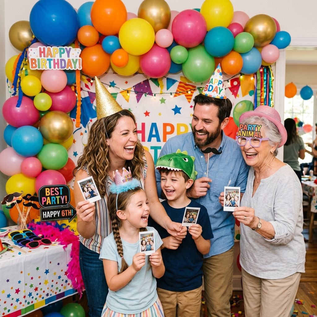 Kids enjoying photo booth at a celebration